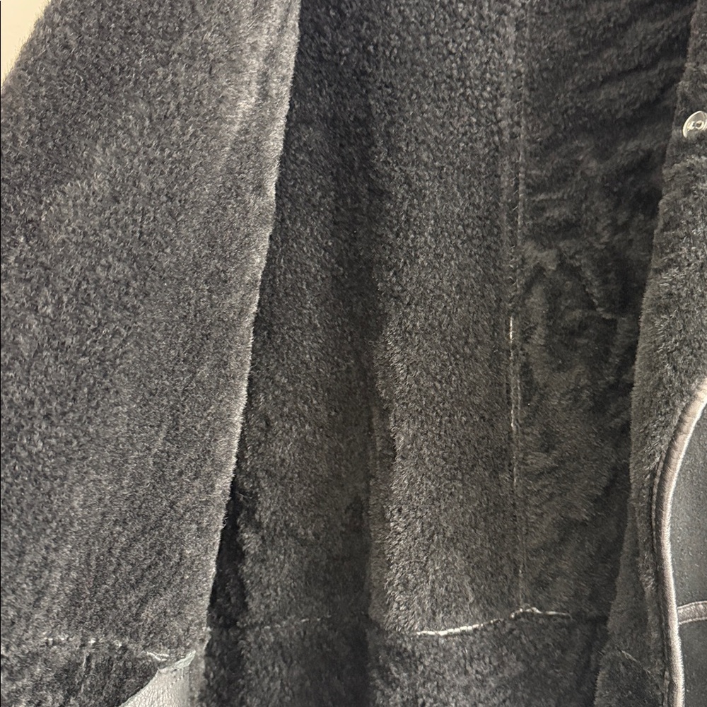 native american shearling coat black Sz M/L - Picture 10 of 10